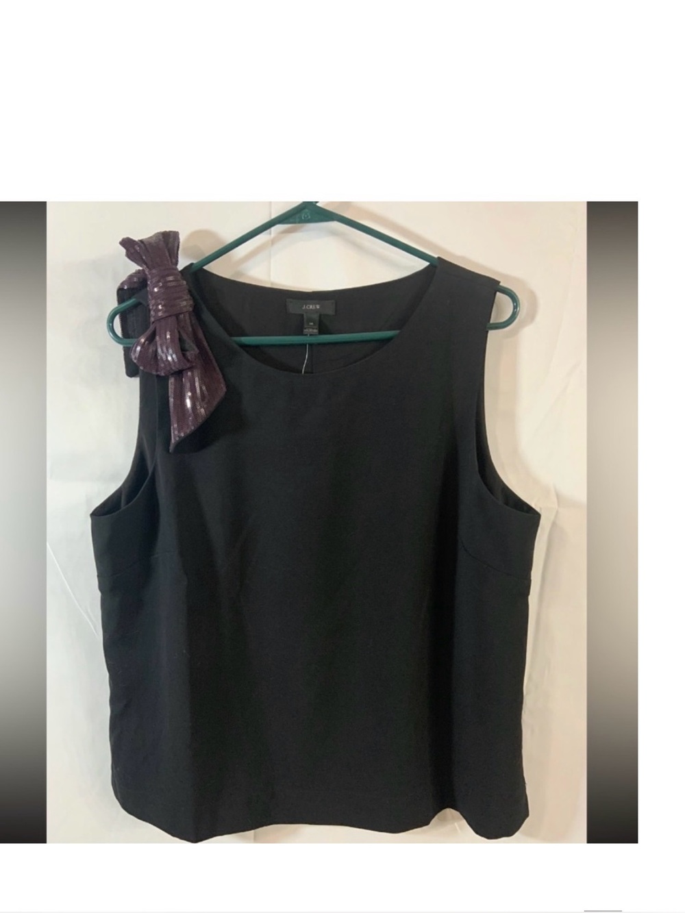 NWT J.Crew Black Drapey Tank with purple Sequin Bow - Picture 11 of 11